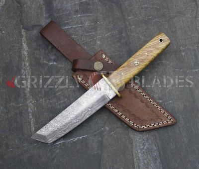 DAMASCUS Steel Custom handmade hunting BOWIE TANTO Knife 10.5" B