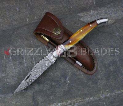 DAMASCUS STEEL CUSTOM HANDMADE FOLDING/POCKET Knife 8.5" C