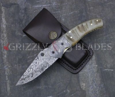 DAMASCUS STEEL CUSTOM HANDMADE FOLDING/POCKET Knife 8.25" B3-1 F