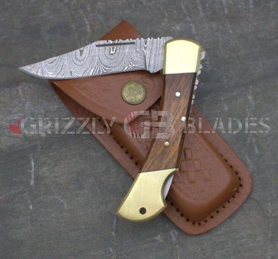 DAMASCUS STEEL CUSTOM HANDMADE FOLDING/POCKET Knife 7.75" H