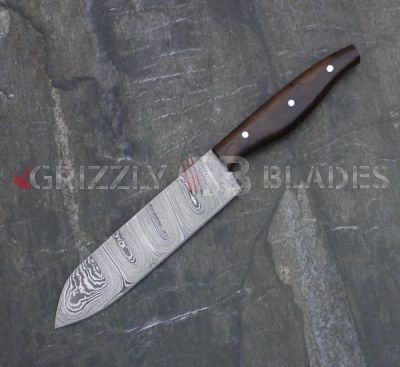 Damascus Steel Custom Handmade Kitchen SANTOKU Chef Knife 12"