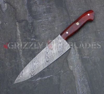 Damascus Steel Custom Handmade Kitchen Chef Knife 13.5"