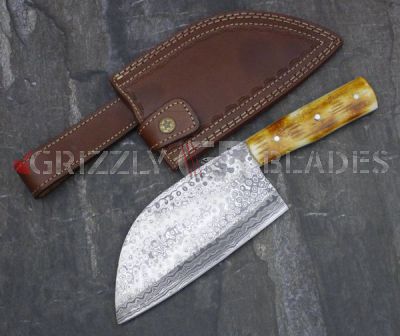 DAMASCUS STEEL Custom Handmade Kitchen Chef SERBIAN CLEAVER KNIFE 12.5" A
