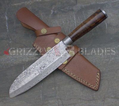 Damascus Steel Custom Handmade Kitchen Santoku Chef Knife 12.5"