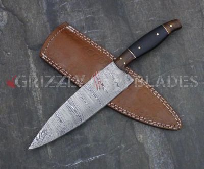 DAMASCUS STEEL CUSTOM Handmade HUNTERS KITCHEN CHEF KNIFE 12.5" A