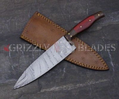 DAMASCUS STEEL CUSTOM Handmade HUNTERS KITCHEN CHEF KNIFE 12.5" B