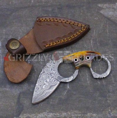 Damascus Steel Custom Handmade SKINNING Knife 5" A