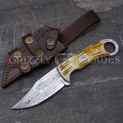 Damascus Steel Custom Handmade SKINNING Knife 9" A