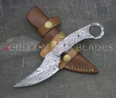 Damascus Steel Custom handmade hunting Skinning Knife 8" FULL DAMASCUS