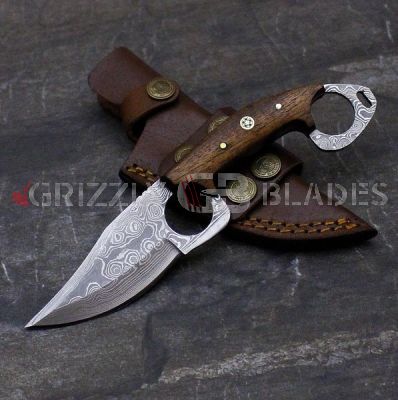 Damascus Steel Custom Handmade SKINNING Knife 8" A