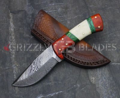 Damascus Steel Custom Handmade HUNTING SKINNING Knife 8.5" A
