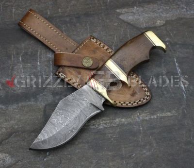  Damascus Steel Custom Handmade Hunting Skinning Knife 9"  THREE