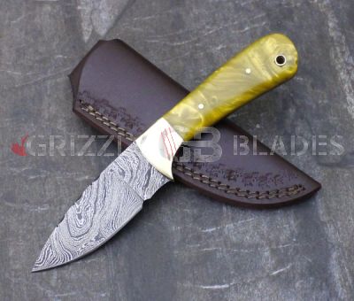 Damascus Steel Custom Handmade Hunting Skinning Knife 8.5" ONE