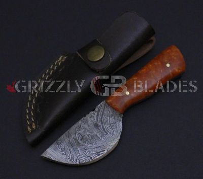 HAMMERED Damascus Steel Custom Handmade Hunting Skinning Knife 6.5" TWO