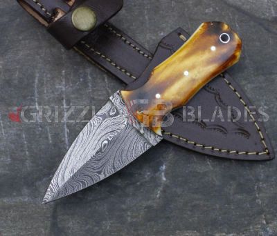DAMASCUS STEEL CUSTOM Handmade HUNTING DAGGER KNIFE 6.5"   TWO