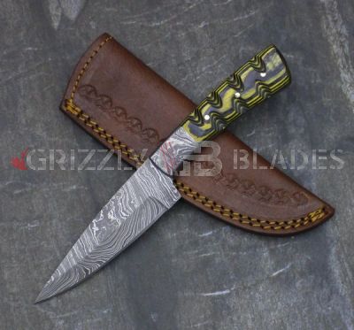 Damascus Steel Custom Handmade Hunting Skinning Knife 8.5"   THREE