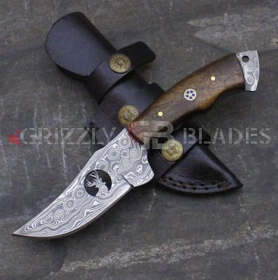 Damascus Steel Custom Handmade Hunting Skinning Knife 8.5"  FOUR