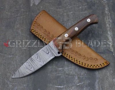 Damascus Steel Custom Handmade Hunting Skinning Knife 8.5"  SIX