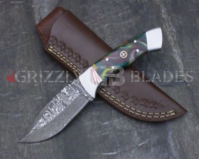 Damascus Steel Custom Handmade Hunting Skinning Knife 8.5"  TEN
