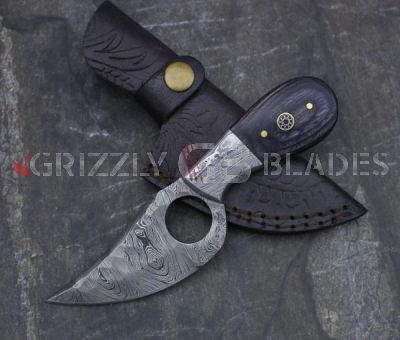 GB1616-3 HAMMERED Damascus Steel Custom Handmade Hunting Skinning Knife 6.75"  SEVEN