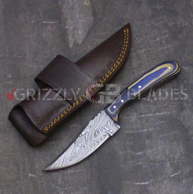 Damascus Steel Custom Handmade Hunting Skinning Knife 8.5"  ELEVEN
