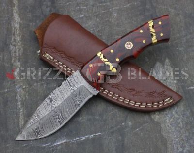 Damascus Steel Custom Handmade Hunting Skinning Knife 8.5"   TWENTY