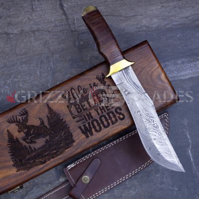 DAMASCUS Steel Custom handmade hunting Bowie Knife 13.5" Life