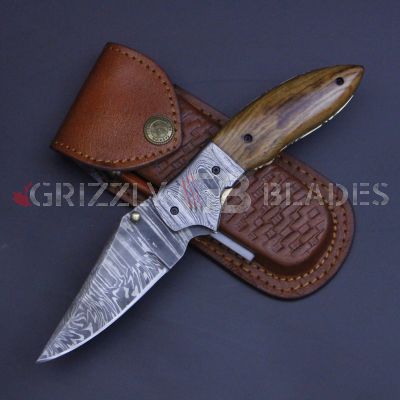 DAMASCUS STEEL CUSTOM HANDMADE FOLDING/POCKET Knife 8"
