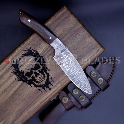 Damascus Steel Custom Handmade Hunting Skinning Knife 9"