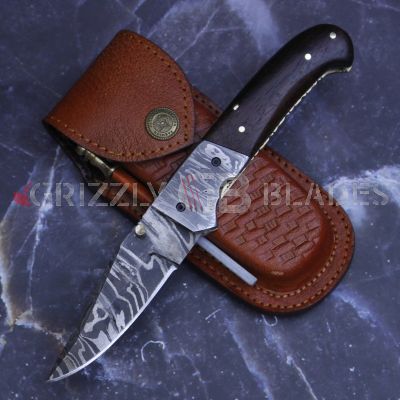 DAMASCUS STEEL CUSTOM HANDMADE FOLDING/POCKET Knife 8"