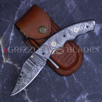 DAMASCUS STEEL CUSTOM HANDMADE FOLDING/POCKET Knife 8"