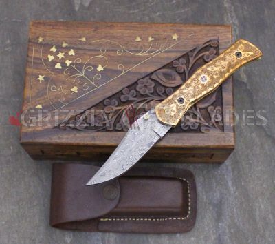 DAMASCUS STEEL CUSTOM HANDMADE FOLDING/POCKET Knife 8"
