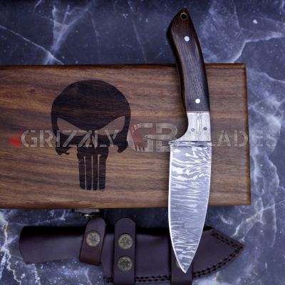 Damascus Steel Custom Handmade Hunting Skinning Knife 9" Punisher