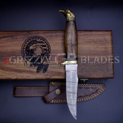 EAGLE DAMASCUS Steel Custom handmade hunting BOWIE Knife 11" Eagle