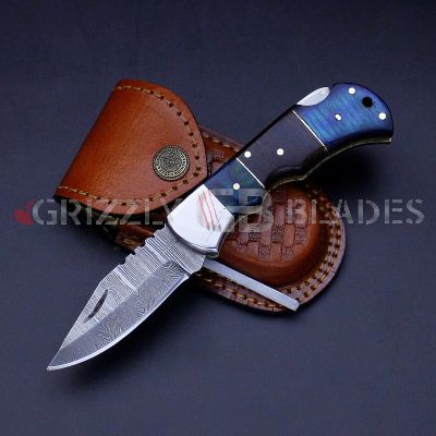 DAMASCUS STEEL CUSTOM HANDMADE FOLDING/POCKET Knife 6.5"