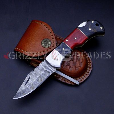 DAMASCUS STEEL CUSTOM HANDMADE FOLDING/POCKET Knife 6.5"
