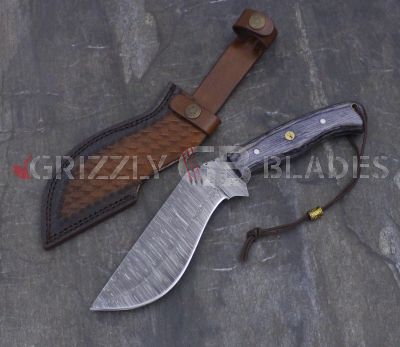 DAMASCUS STEEL CUSTOM HANDMADE HUNTING BOWIE KNIFE 12"