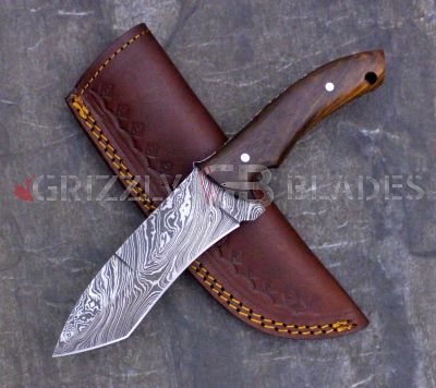 DAMASCUS STEEL CUSTOM HANDMADE HUNTING SKINNING KNIFE 9.5"