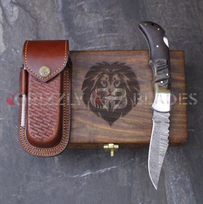 DAMASCUS STEEL CUSTOM HANDMADE FOLDING/POCKET Knife 8.5"