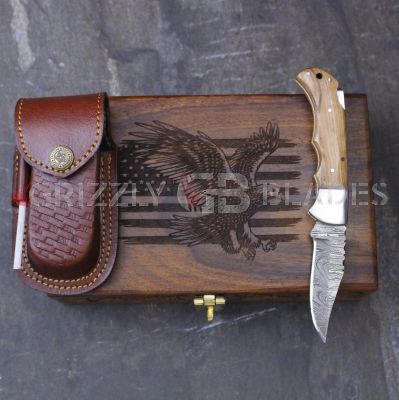 DAMASCUS STEEL CUSTOM HANDMADE FOLDING/POCKET Knife 6.5"