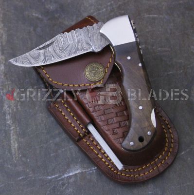 DAMASCUS STEEL CUSTOM HANDMADE FOLDING/POCKET WALNUT Knife 6.5"