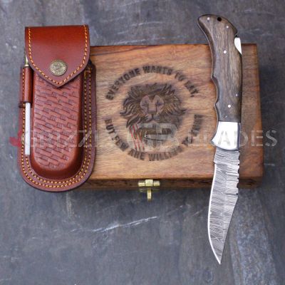 DAMASCUS STEEL CUSTOM HANDMADE FOLDING/POCKET Knife 8.5"