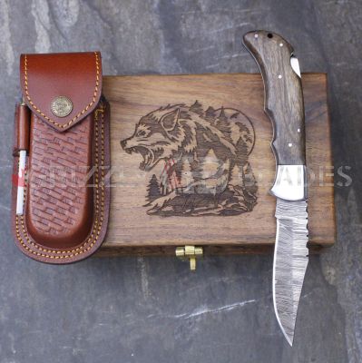 DAMASCUS STEEL CUSTOM HANDMADE FOLDING/POCKET Knife 8.5"