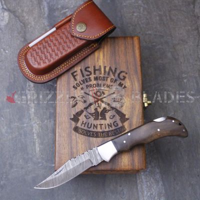 DAMASCUS STEEL CUSTOM HANDMADE FOLDING/POCKET Knife 8.5"