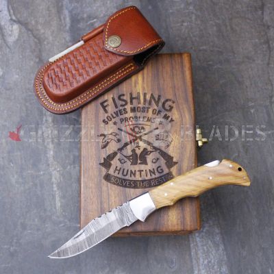 DAMASCUS STEEL CUSTOM HANDMADE FOLDING/POCKET Knife 8.5"