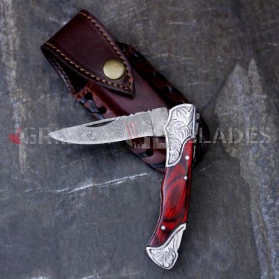 DAMASCUS STEEL CUSTOM HANDMADE FOLDING/POCKET Knife 7.5"