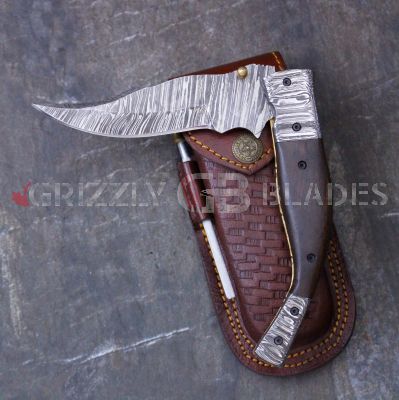 DAMASCUS STEEL CUSTOM HANDMADE FOLDING/POCKET Knife 9"