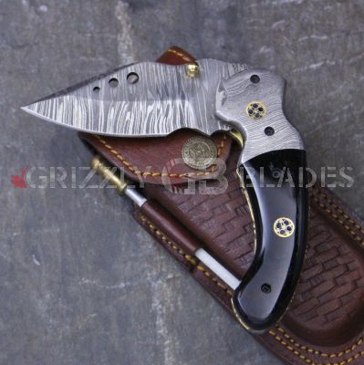 DAMASCUS STEEL CUSTOM HANDMADE FOLDING/POCKET Knife 7.5"
