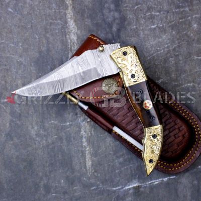 DAMASCUS STEEL CUSTOM HANDMADE FOLDING/POCKET Knife 8.5"