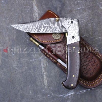 DAMASCUS STEEL CUSTOM HANDMADE FOLDING/POCKET Knife 8"